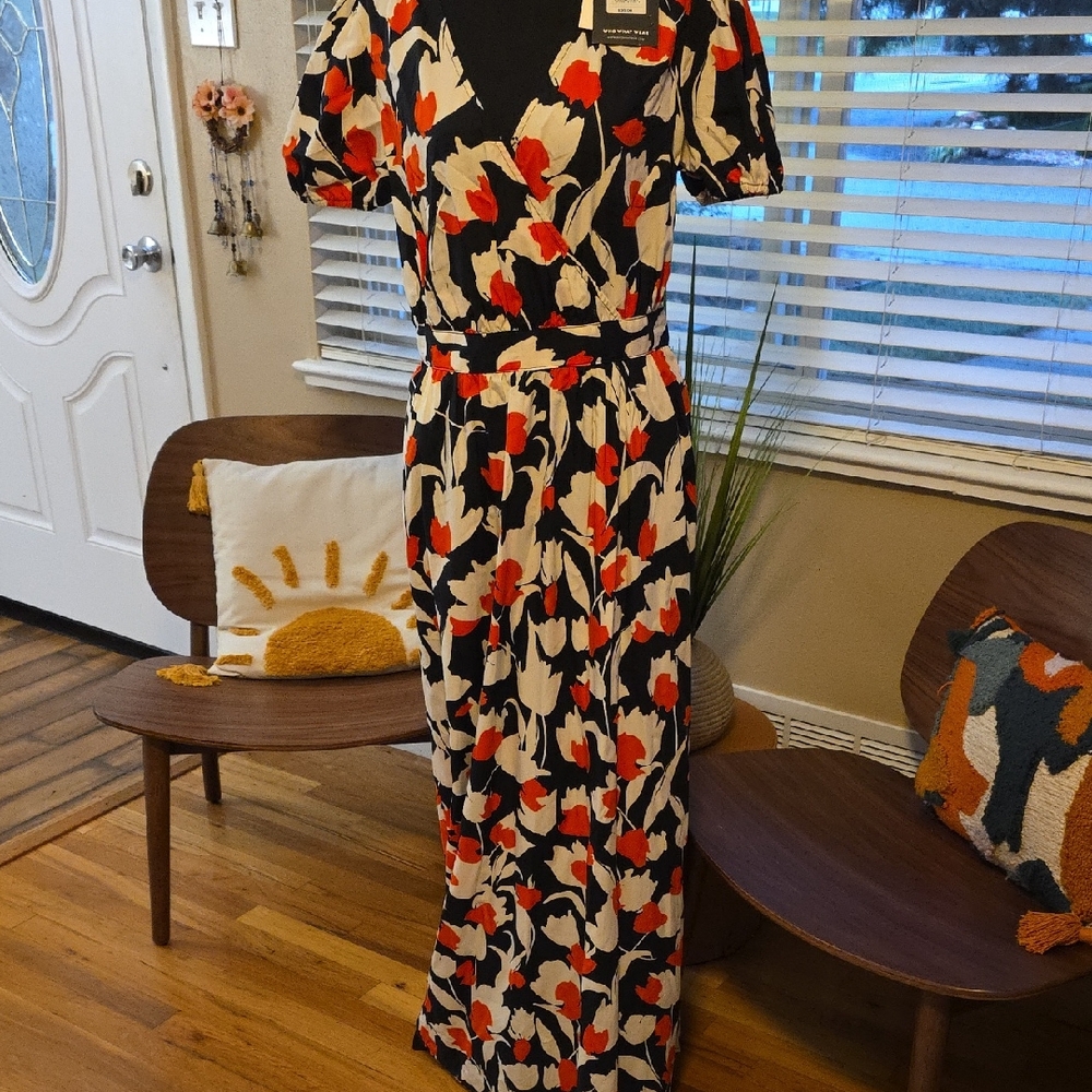 Who What Wear Floral Maxi Dress - Black, Red, Cream